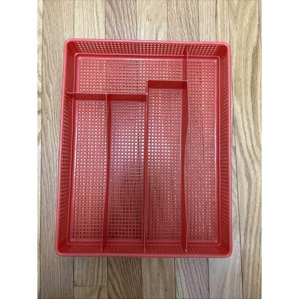 Orange Plastic Silverware Utensil Drawer Organizer Tray‎ 5 Compartments Kitchen